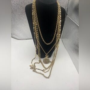 Napier Gold-Tone Layered Chain Necklace with Locket Pendant
